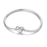 Sister Infinity Heart Clasp Charm Bracelet