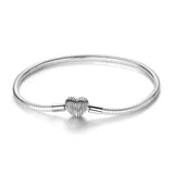 Ridged Heart Clasp Charm Bracelet