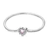 Pink Heart Dangle Clasp Charm Bracelet