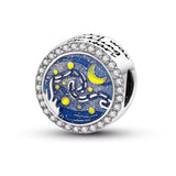 Blue Moon and Stars Bead Charm
