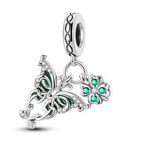 Green Butterfly and Flower Charm