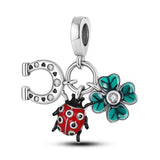 Lucky Horseshoe Clover and Ladybug Charm