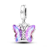 Purple Crystal Butterfly Dangle Charm