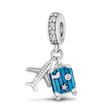 Airplane and Blue Suitcase Charm