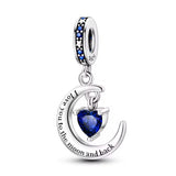 Blue Heart and Crescent Moon Charm