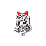Girl with Red Bow Charm