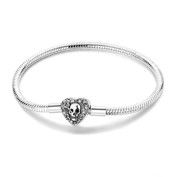 Openwork Floral Heart Clasp Charm Bracelet