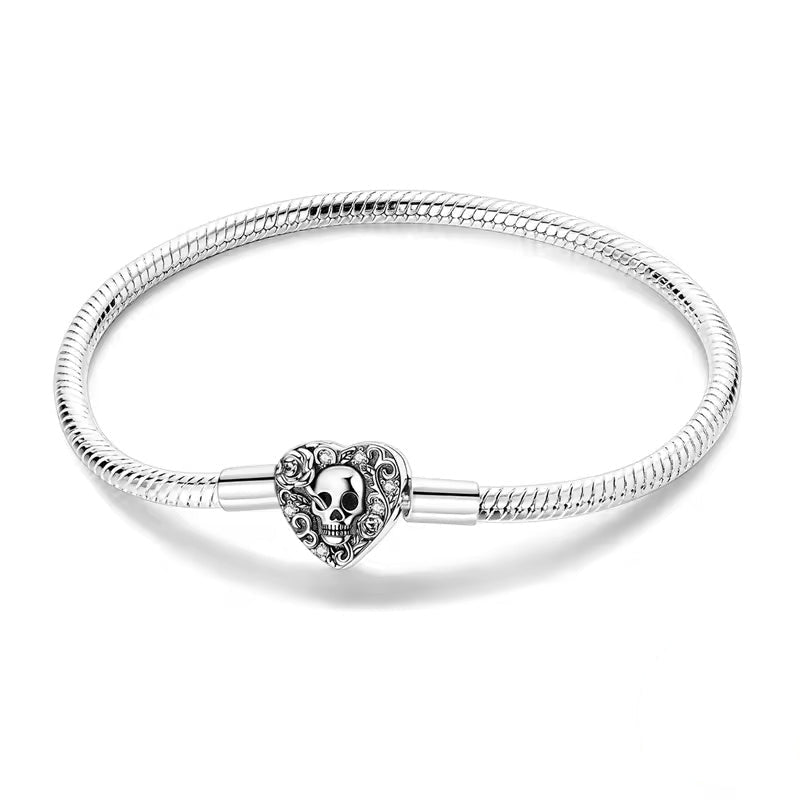 Openwork Floral Heart Clasp Charm Bracelet