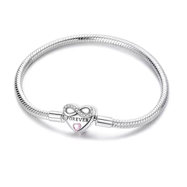 Sister Infinity Heart Clasp Charm Bracelet