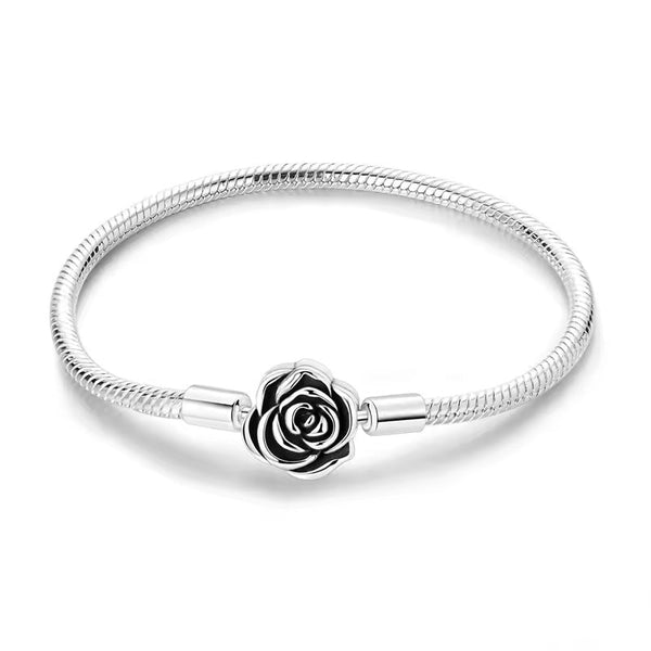 Black Rose Clasp Charm Bracelet