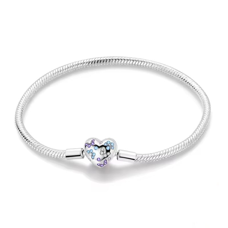 Multicolor Crystal Heart Clasp Charm Bracelet