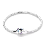 Multicolour Crystal Heart Clasp Charm Bracelet