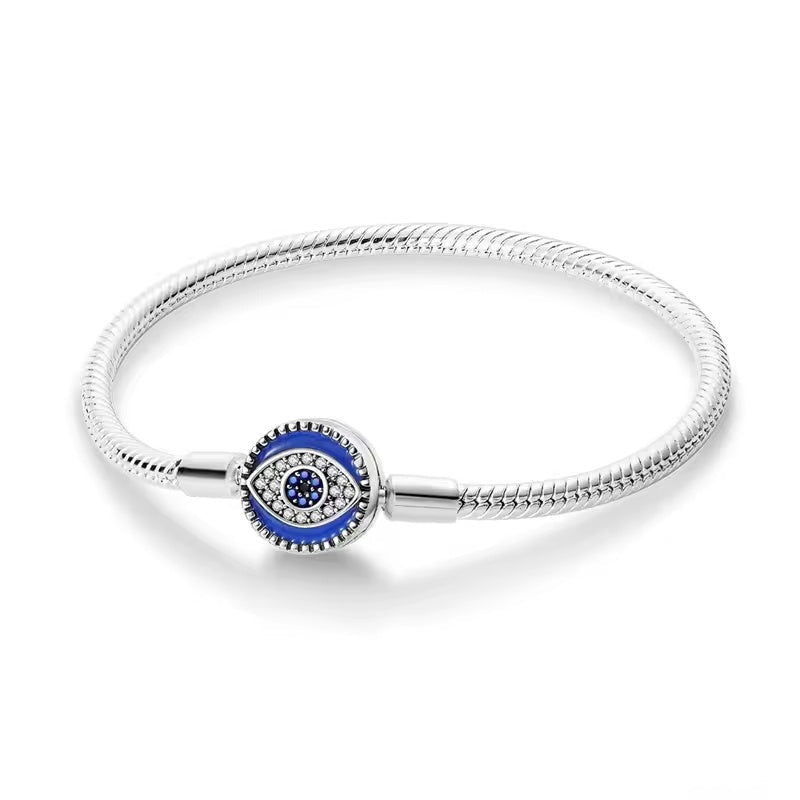 Blue Evil Eye Clasp Charm Bracelet
