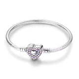 Purple Crystal Heart Clasp Charm Bracelet