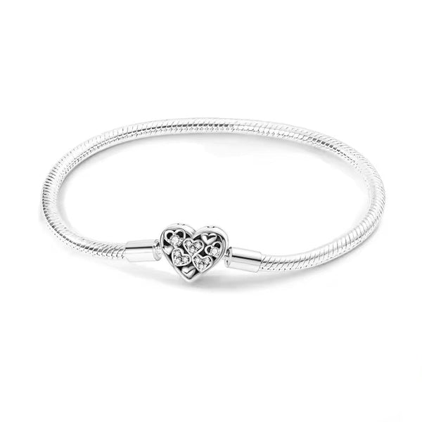 Openwork Heart Bangle Charm Bracelet