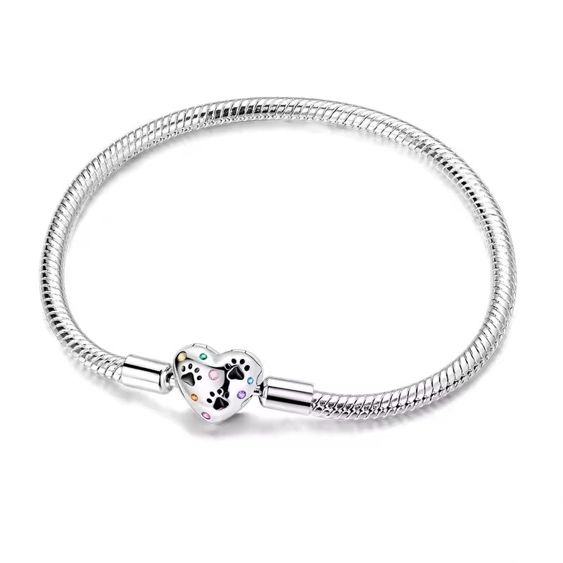 Multicolor Heart Clasp Charm Bracelet