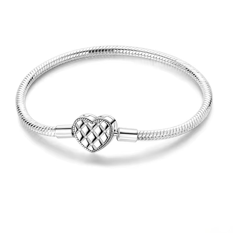 Woven Heart Clasp Charm Bracelet