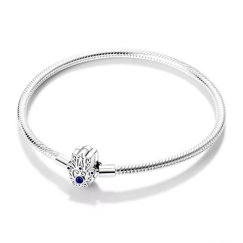 Blue Hamsa Hand Clasp Charm Bracelet
