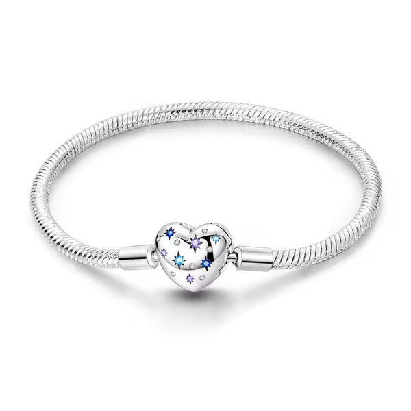 Multicolor Crystal Heart Clasp Charm Bracelet
