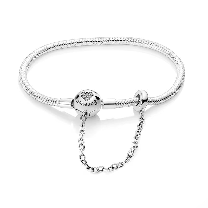 Circular Clasp with Safety Chain Charm Bracelet