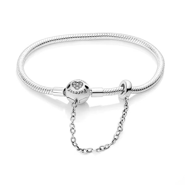Circular Clasp with Safety Chain Charm Bracelet