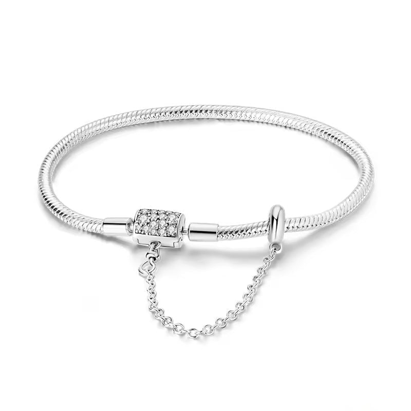 Crystal Clasp with Safety Chain Charm Bracelet