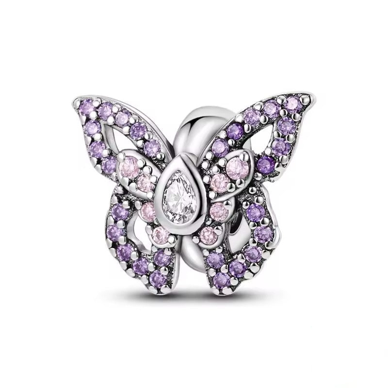 Purple Crystal Butterfly Charm