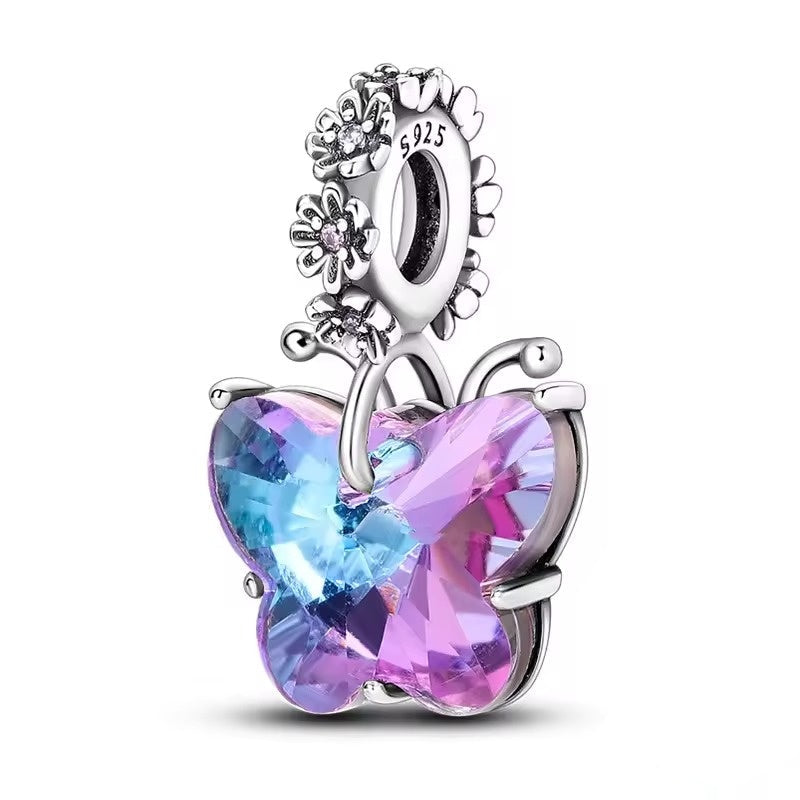 Multicolor Crystal Butterfly Dangle Charm