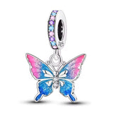 Pink and Blue Butterfly Dangle Charm