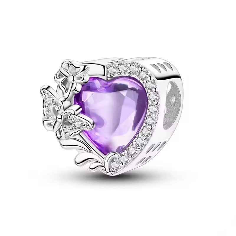 Purple Heart Bead Charm