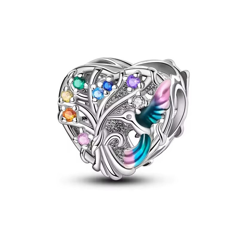 Colorful Tree of Life Heart Charm