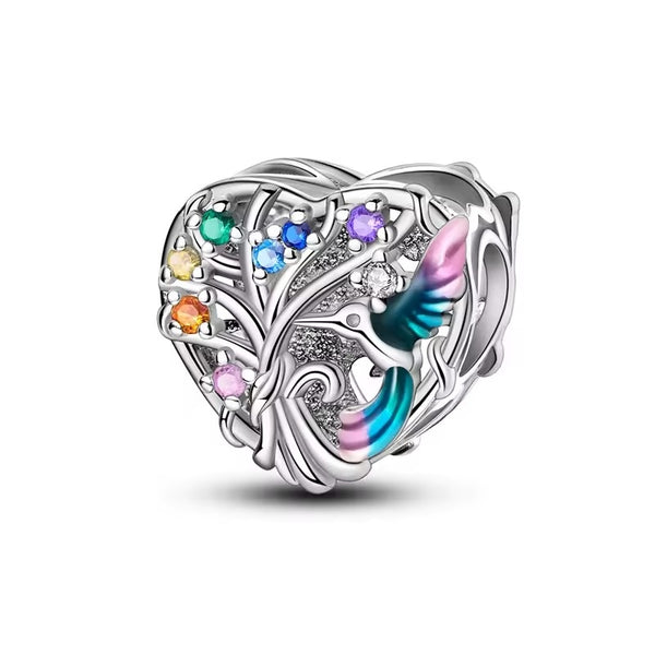 Colorful Tree of Life Heart Charm