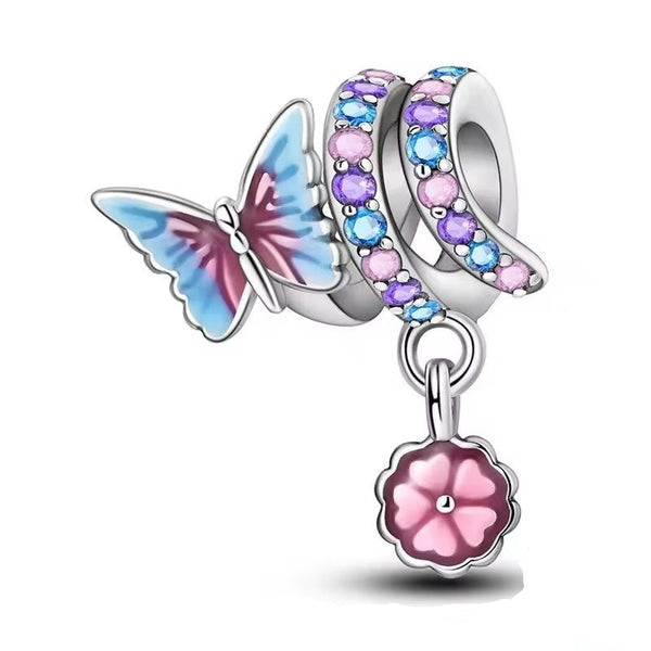 Butterfly Flower Dangle Charm