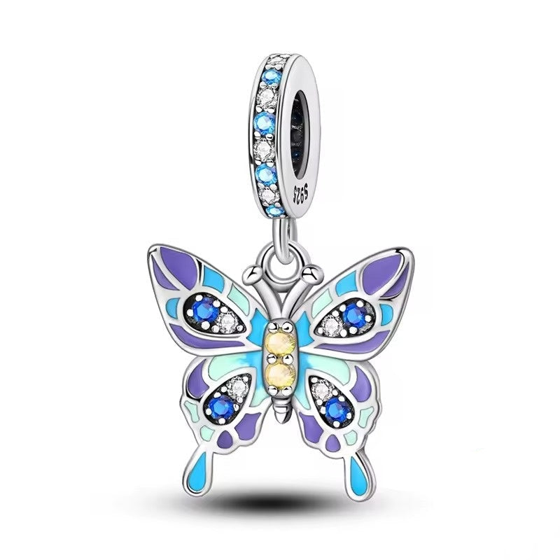 Blue and Purple Butterfly Dangle Charm