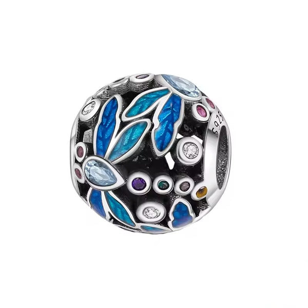 Blue Leaf Bead Charm