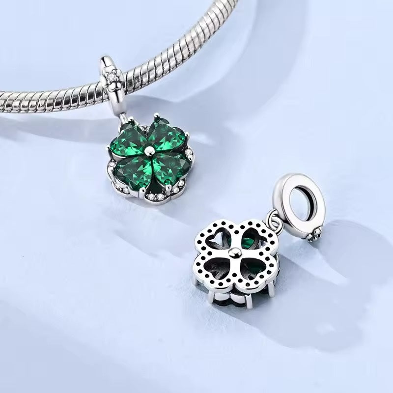 Green Clover and Paw Motif Charm