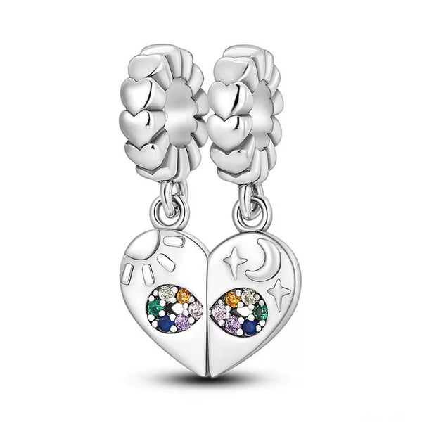 Colorful Tree Split Heart Charm
