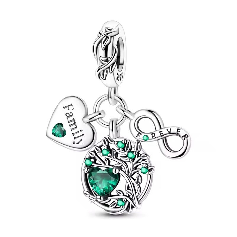 Green Family Tree Dangle Charm