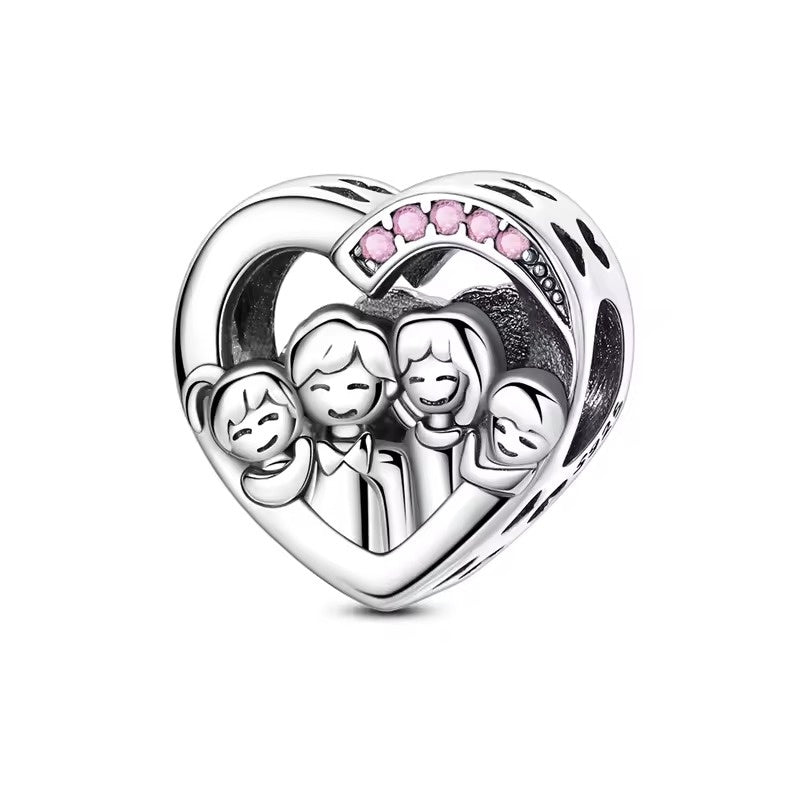 Family Portrait Openwork Heart Charm