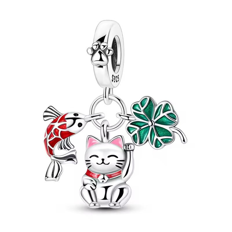 Lucky Cat and Clover Charm