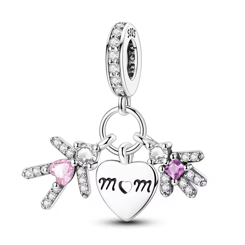 Mom and Children Heart Charm