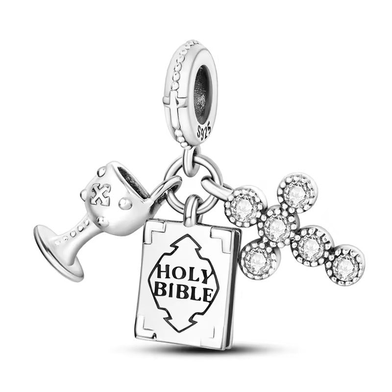 Dove Bible and Cross Charm