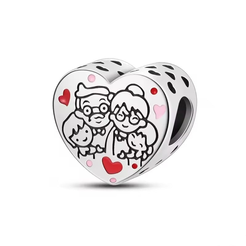Family Heart Bead Charm