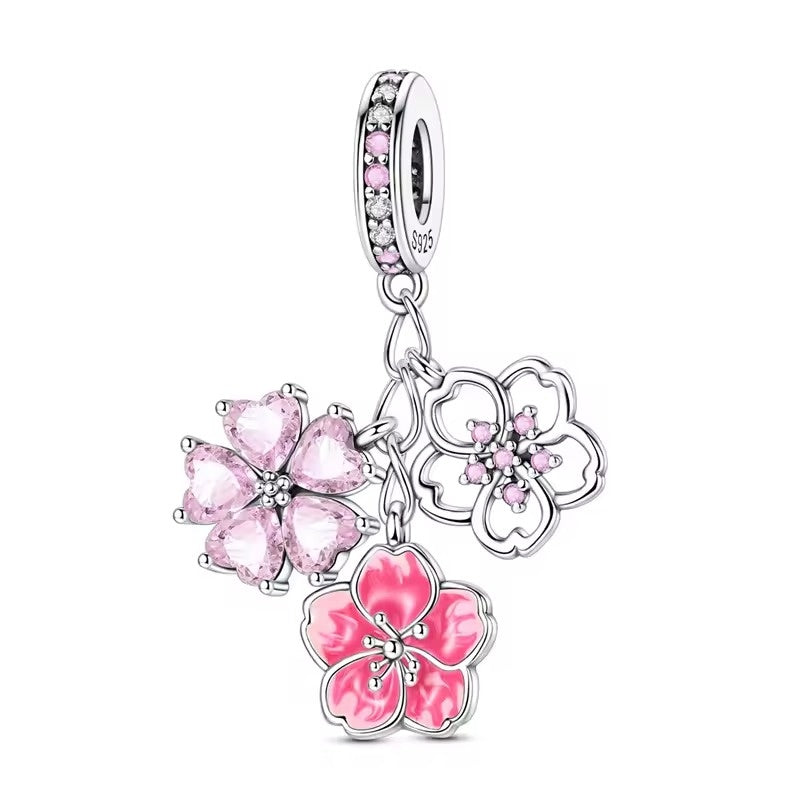 Pink Flower Cluster Charm