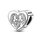 Two Sisters Heart Bead Charm