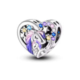 Purple Unicorn Heart Bead Charm