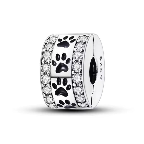 Black Paw Print Spacer Charm