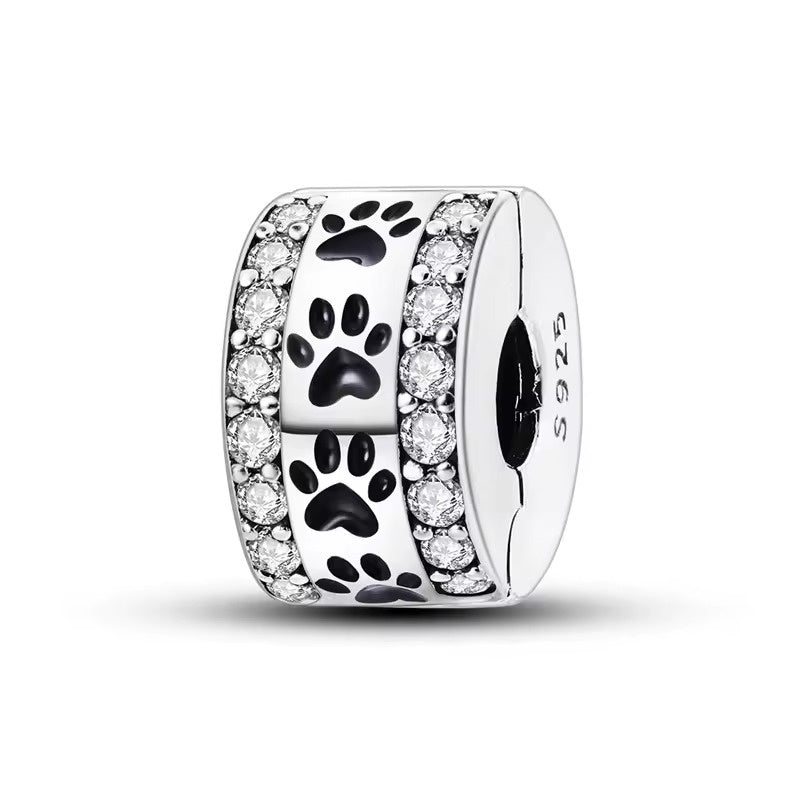 Black Paw Print Spacer Charm