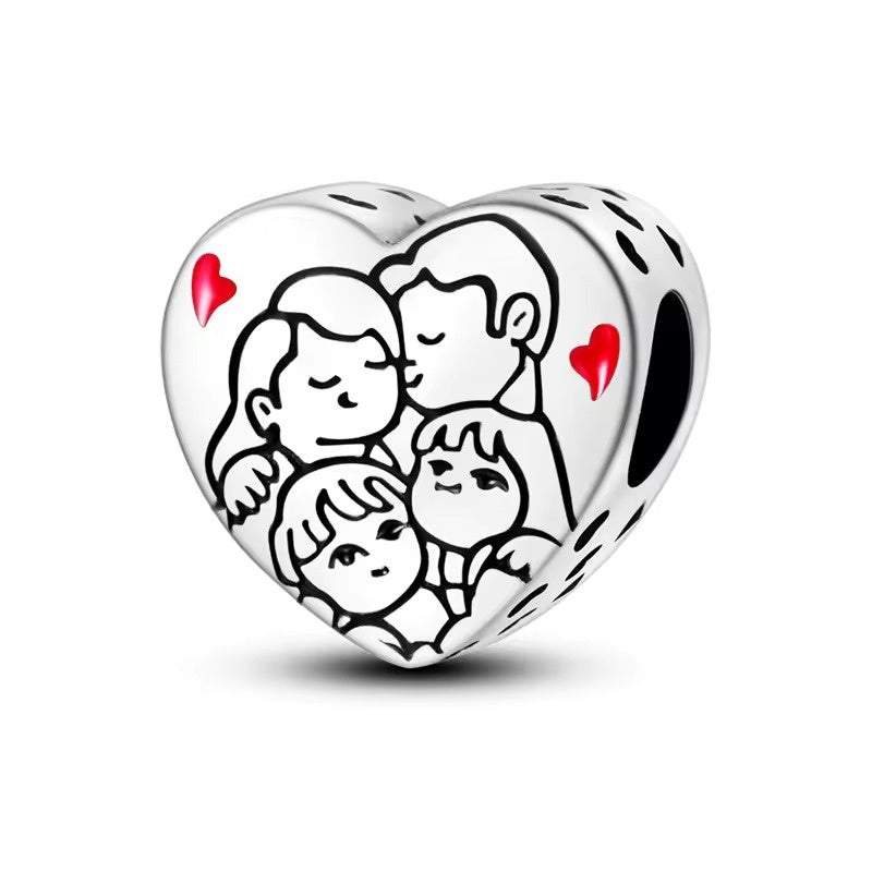 Family Portrait Heart Bead Charm