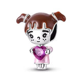 Girl with Pink Heart Charm